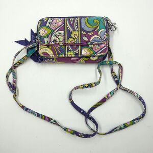 Vera Bradley All in One Crossbody Wristlet Wallet Plum Pansies